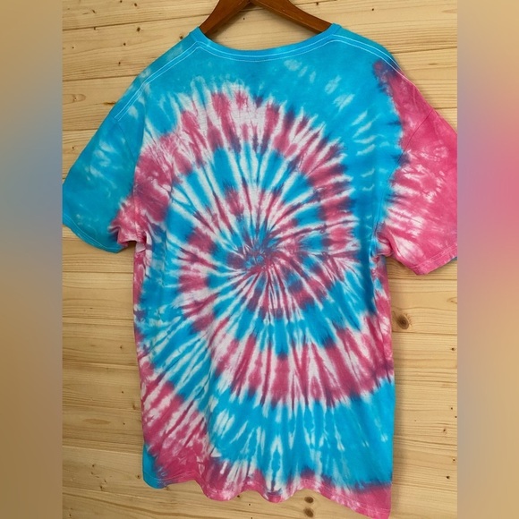 NEW Unisex XL GILDAN Soft Style Gender Reveal Pink Blue Spiral Tie-Dye T-Shirt - Picture 6 of 8